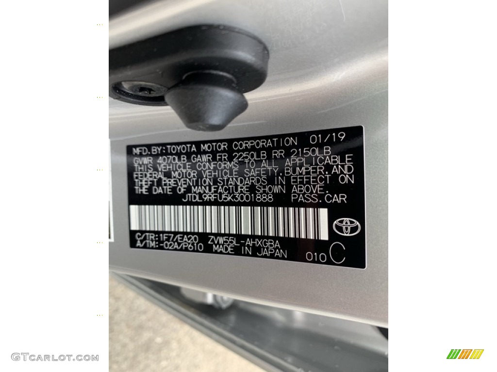 2019 Toyota Prius XLE AWD-e Color Code Photos