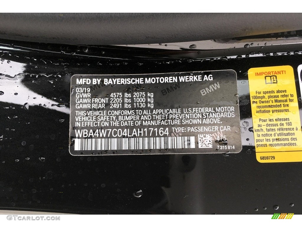 2020 4 Series Color Code 475 for Black Sapphire Metallic Photo #133004505