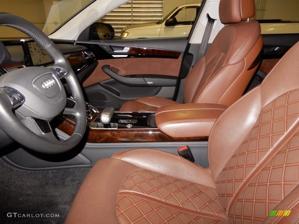 Diamond Stitched Nougat Brown Balao Brown Interior 2016 Audi A8 L 4.0T quattro Photo #133007144