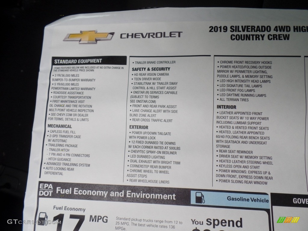 2019 Silverado 1500 High Country Crew Cab 4WD - Black / Jet Black photo #63