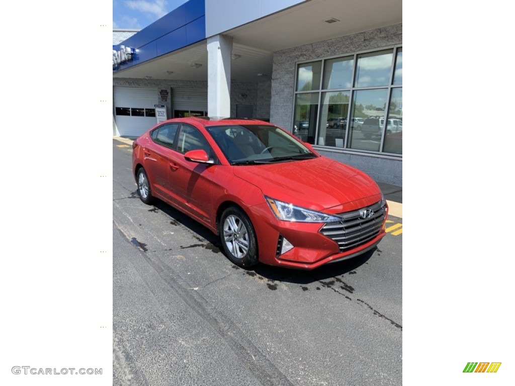 2019 Elantra Value Edition - Scarlet Red / Beige photo #2
