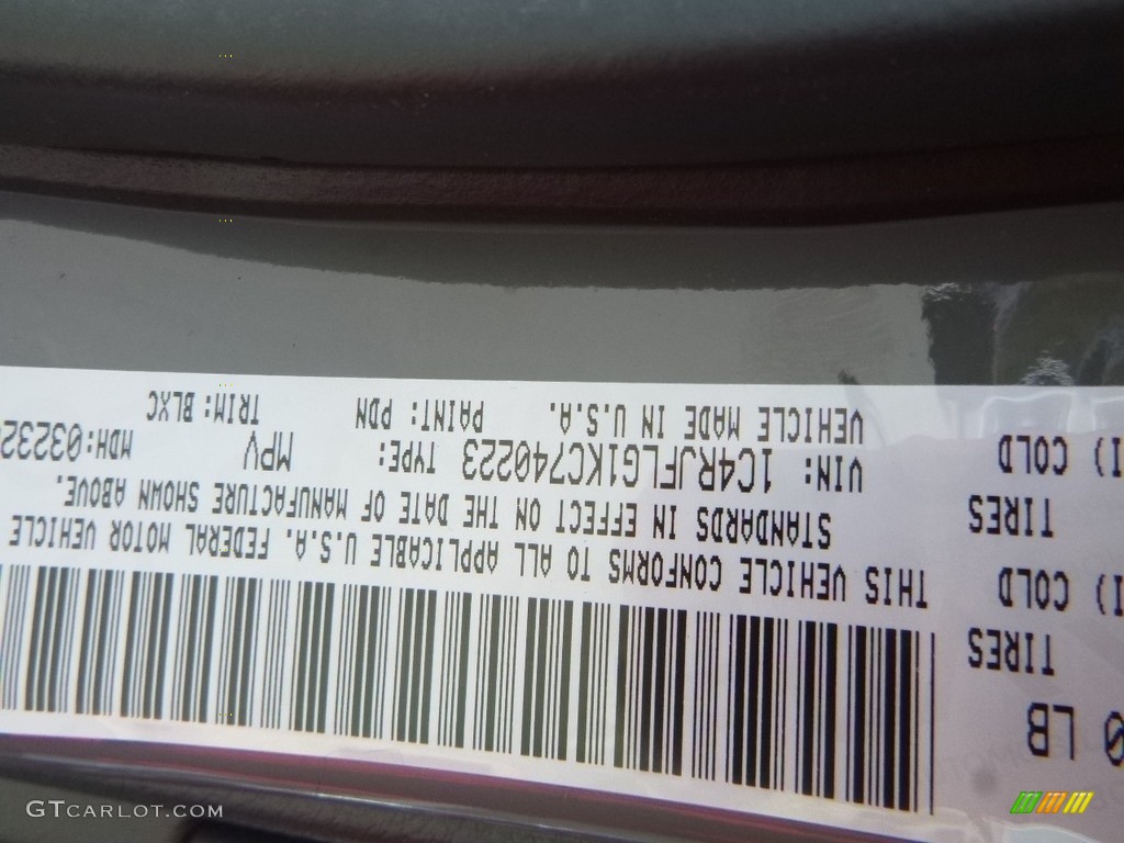 2019 Grand Cherokee Color Code PDN for Sting-Gray Photo #133012040