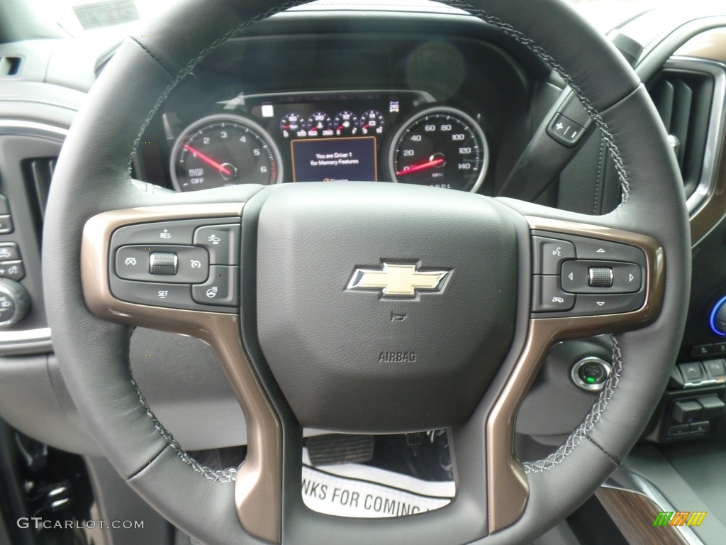 2019 Chevrolet Silverado 1500 High Country Crew Cab 4WD Jet Black Steering Wheel Photo #133012160