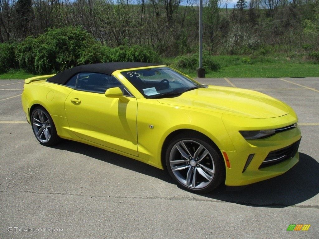 Bright Yellow 2018 Chevrolet Camaro LT Convertible Exterior Photo #133022706