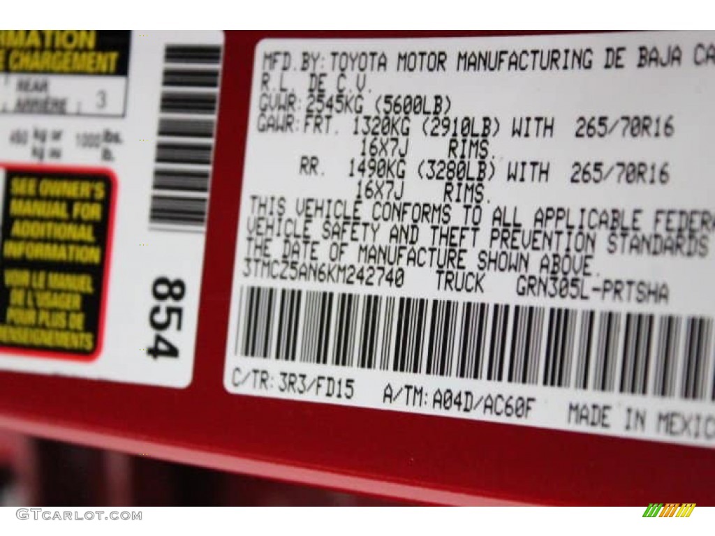 2019 Tacoma TRD Off-Road Double Cab 4x4 - Barcelona Red Metallic / TRD Graphite photo #23
