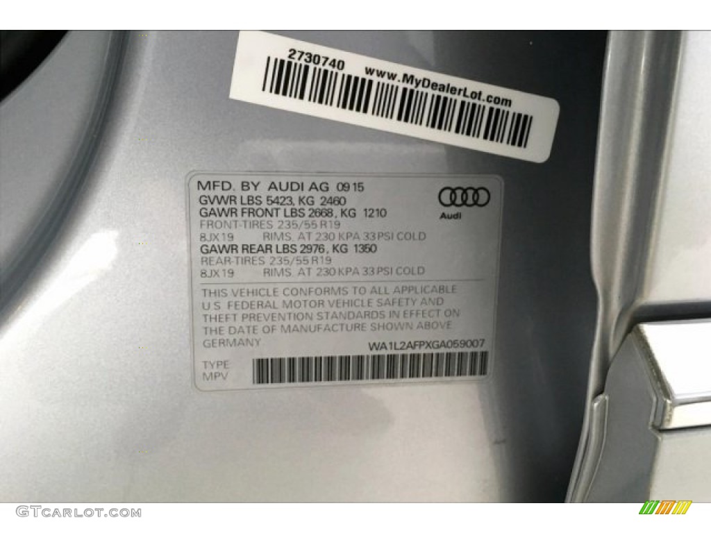 2016 Q5 2.0 TFSI Premium Plus quattro - Florett Silver Metallic / Black photo #19