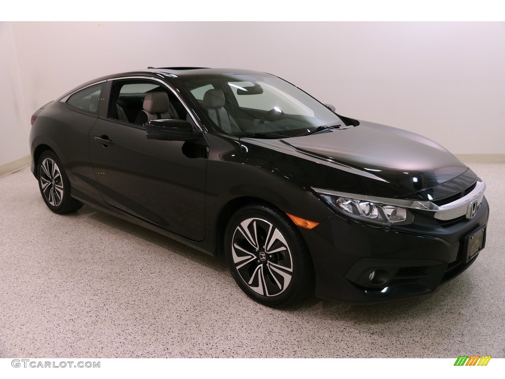 2017 Civic EX-T Coupe - Crystal Black Pearl / Black/Ivory photo #1