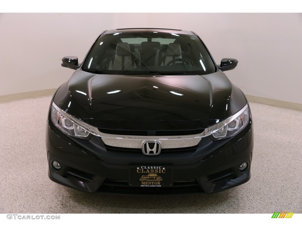 2017 Civic EX-T Coupe - Crystal Black Pearl / Black/Ivory photo #2