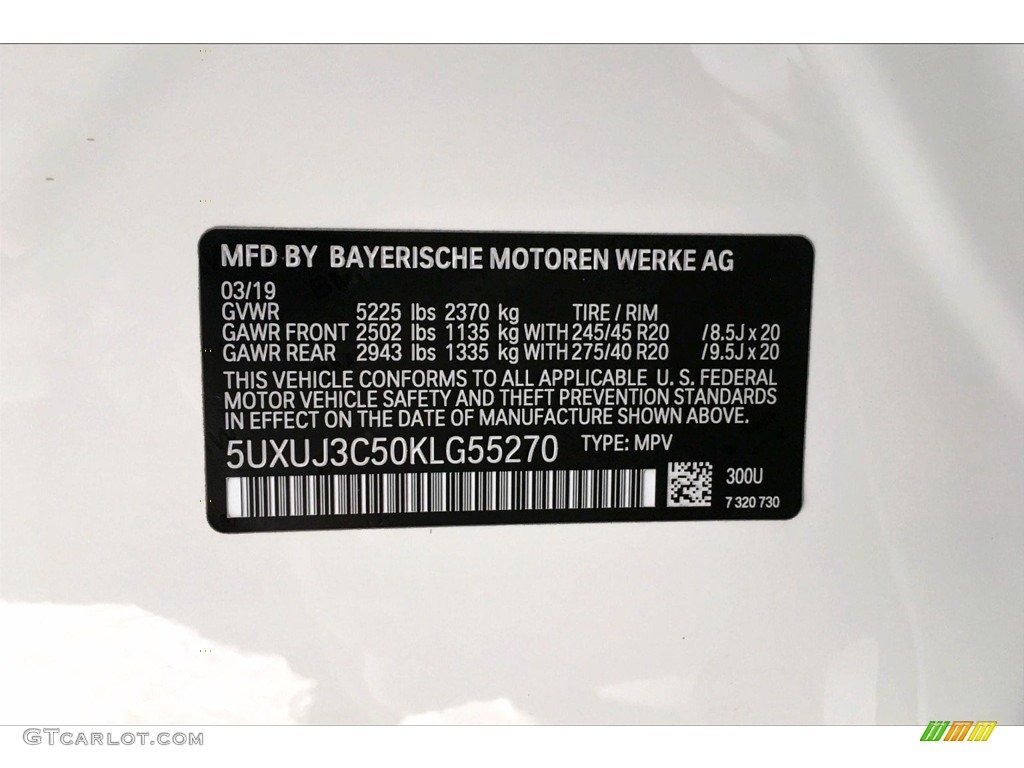 2019 X4 Color Code 300 for Alpine White Photo #133029300