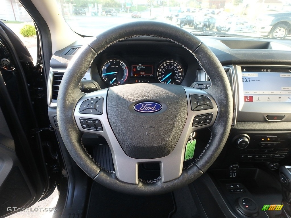 2019 Ford Ranger XLT SuperCrew 4x4 Ebony Steering Wheel Photo #133047311