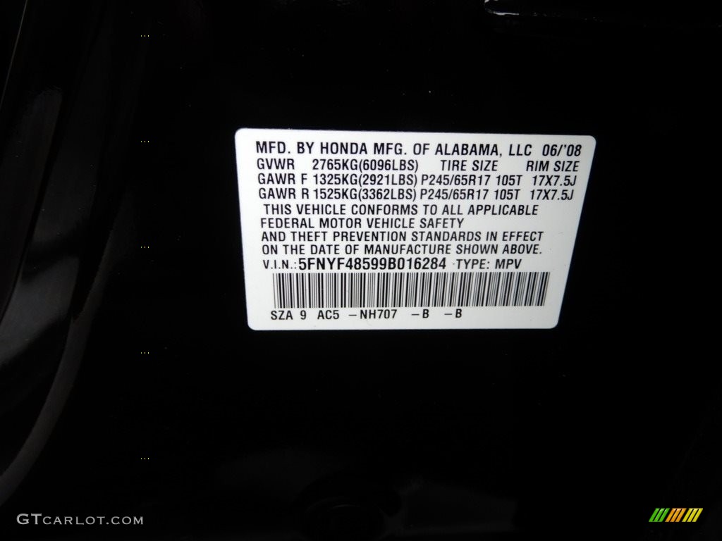 2009 Pilot EX-L 4WD - Formal Black / Gray photo #27