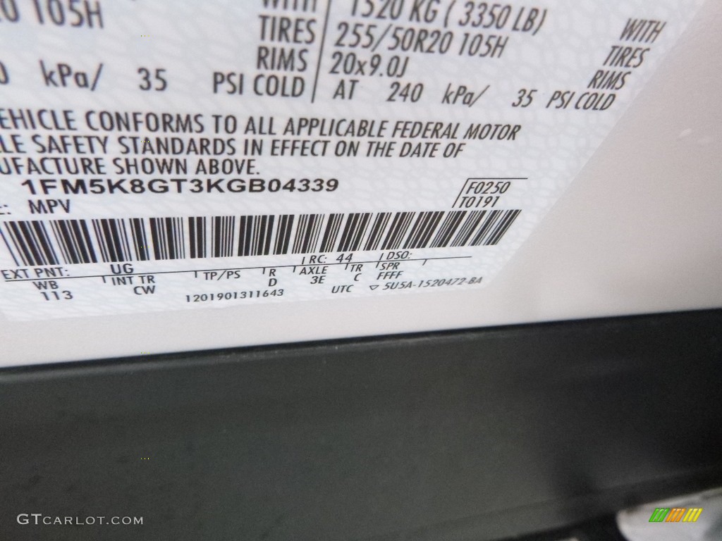 2019 Explorer Sport 4WD - White Platinum / Medium Black photo #12