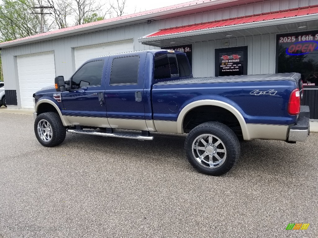 2008 F350 Super Duty Lariat Crew Cab 4x4 - Dark Blue Pearl Metallic / Camel photo #3