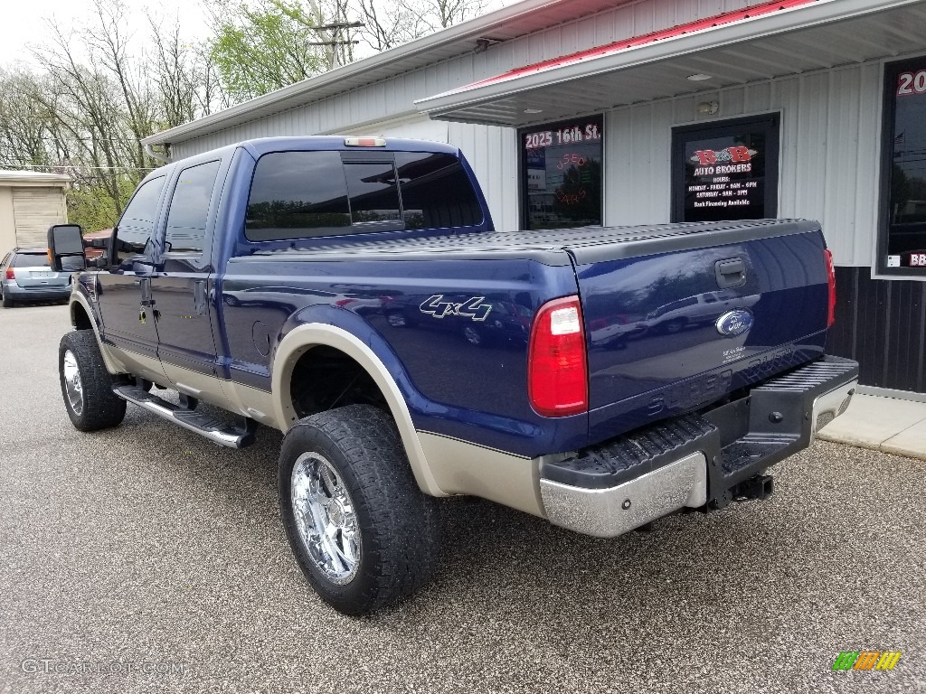 2008 F350 Super Duty Lariat Crew Cab 4x4 - Dark Blue Pearl Metallic / Camel photo #4