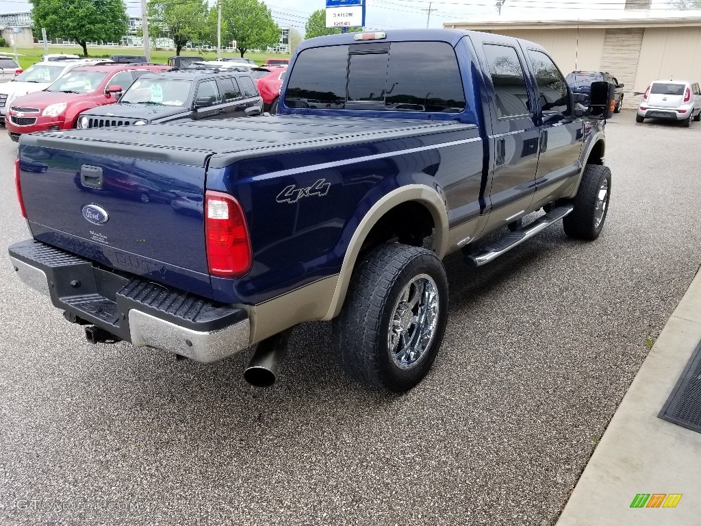 2008 F350 Super Duty Lariat Crew Cab 4x4 - Dark Blue Pearl Metallic / Camel photo #6