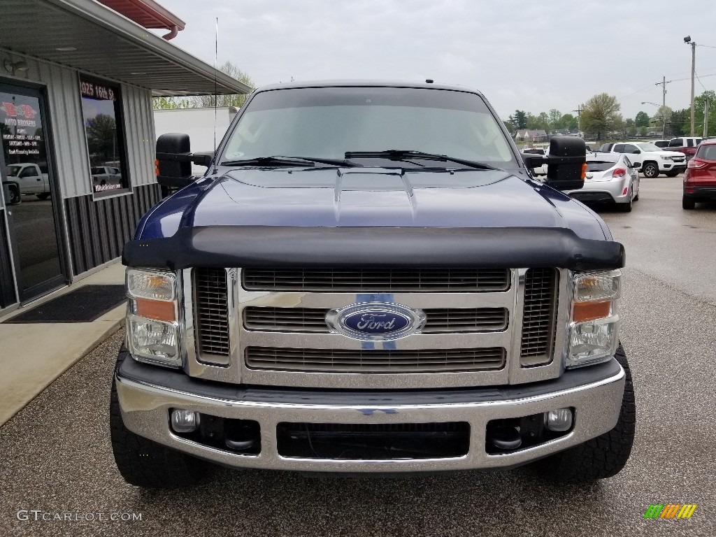 2008 F350 Super Duty Lariat Crew Cab 4x4 - Dark Blue Pearl Metallic / Camel photo #8