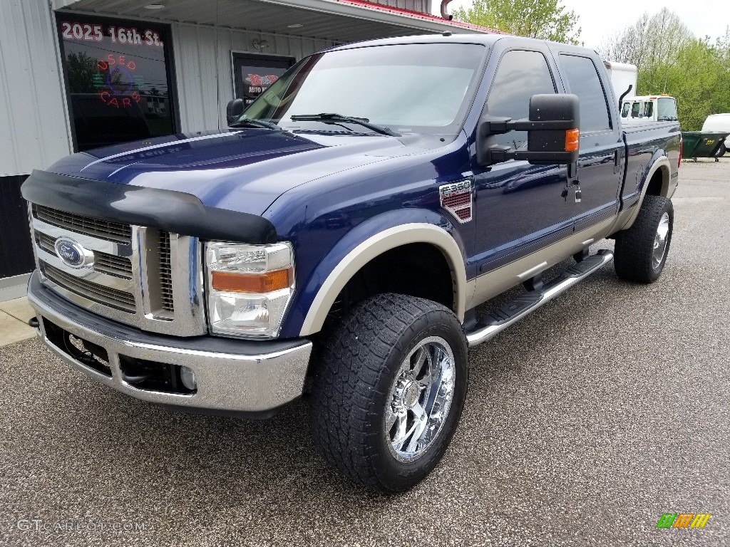 2008 F350 Super Duty Lariat Crew Cab 4x4 - Dark Blue Pearl Metallic / Camel photo #9