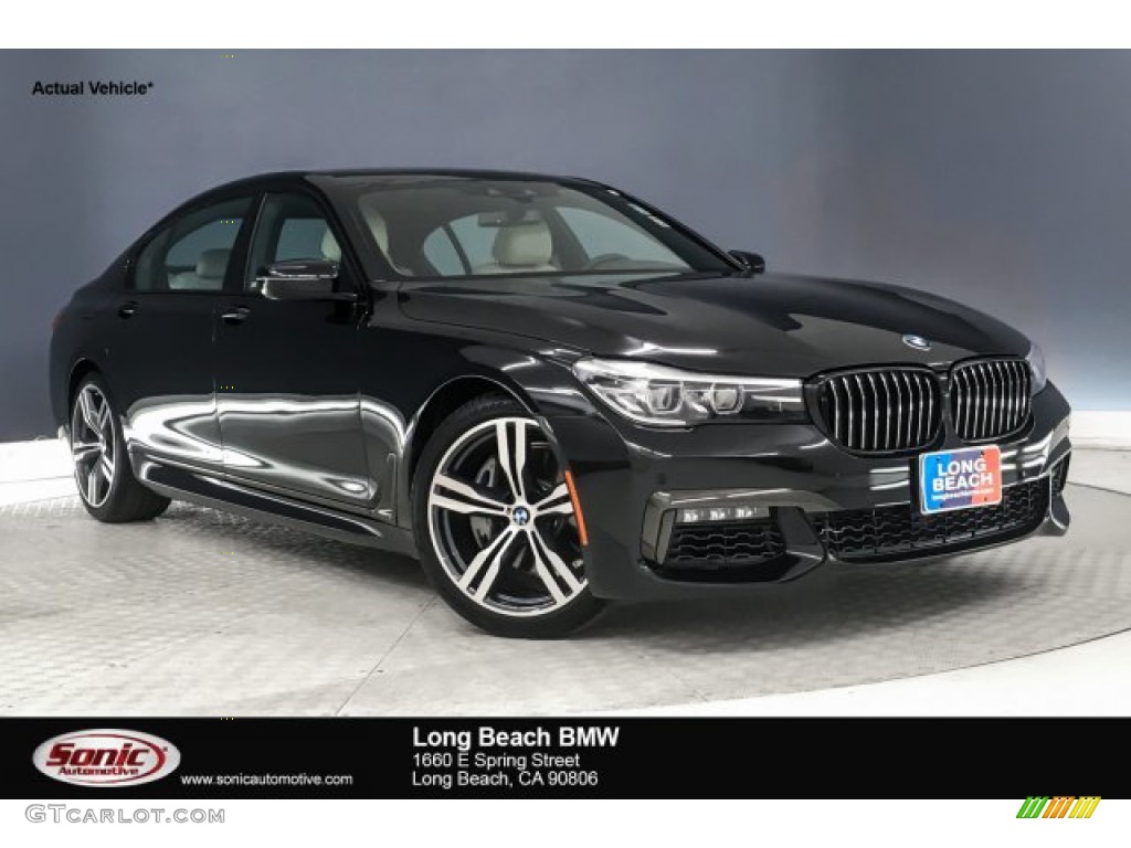 2019 7 Series 740i Sedan - Black Sapphire Metallic / Ivory White photo #1
