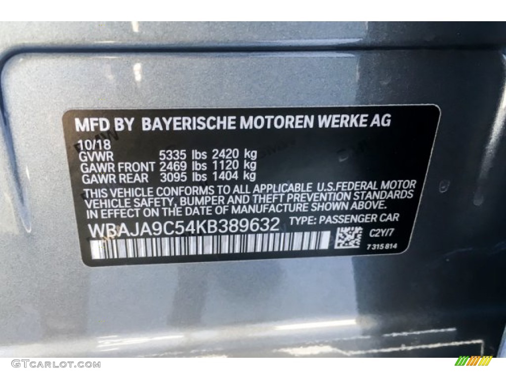 2019 5 Series 530e iPerformance Sedan - Bluestone Metallic / Black photo #11
