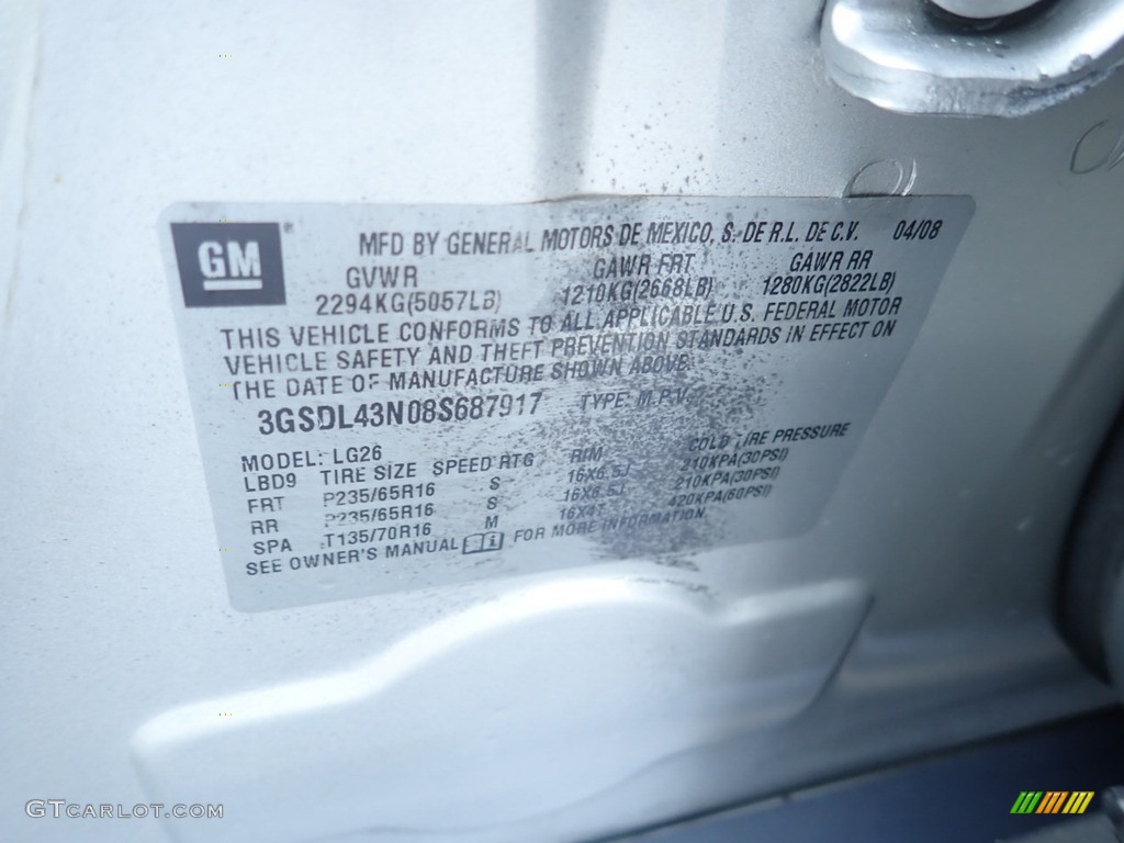 2008 VUE XE 3.5 AWD - Silver Pearl / Gray photo #15