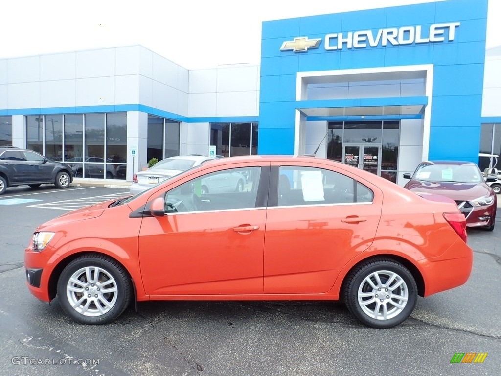 2012 Sonic LT Sedan - Inferno Orange Metallic / Jet Black/Dark Titanium photo #3