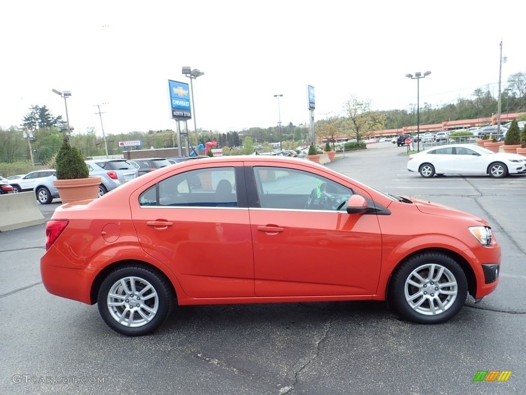 2012 Sonic LT Sedan - Inferno Orange Metallic / Jet Black/Dark Titanium photo #10