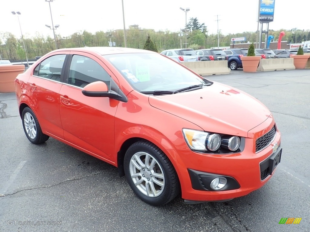 2012 Sonic LT Sedan - Inferno Orange Metallic / Jet Black/Dark Titanium photo #11