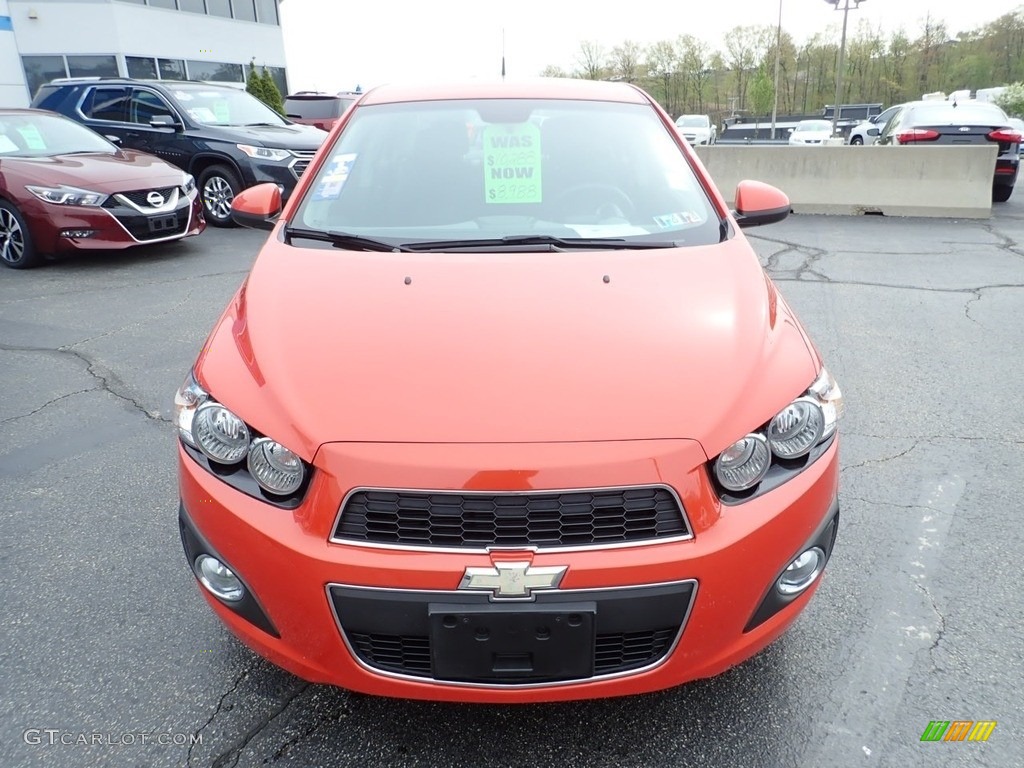 2012 Sonic LT Sedan - Inferno Orange Metallic / Jet Black/Dark Titanium photo #13