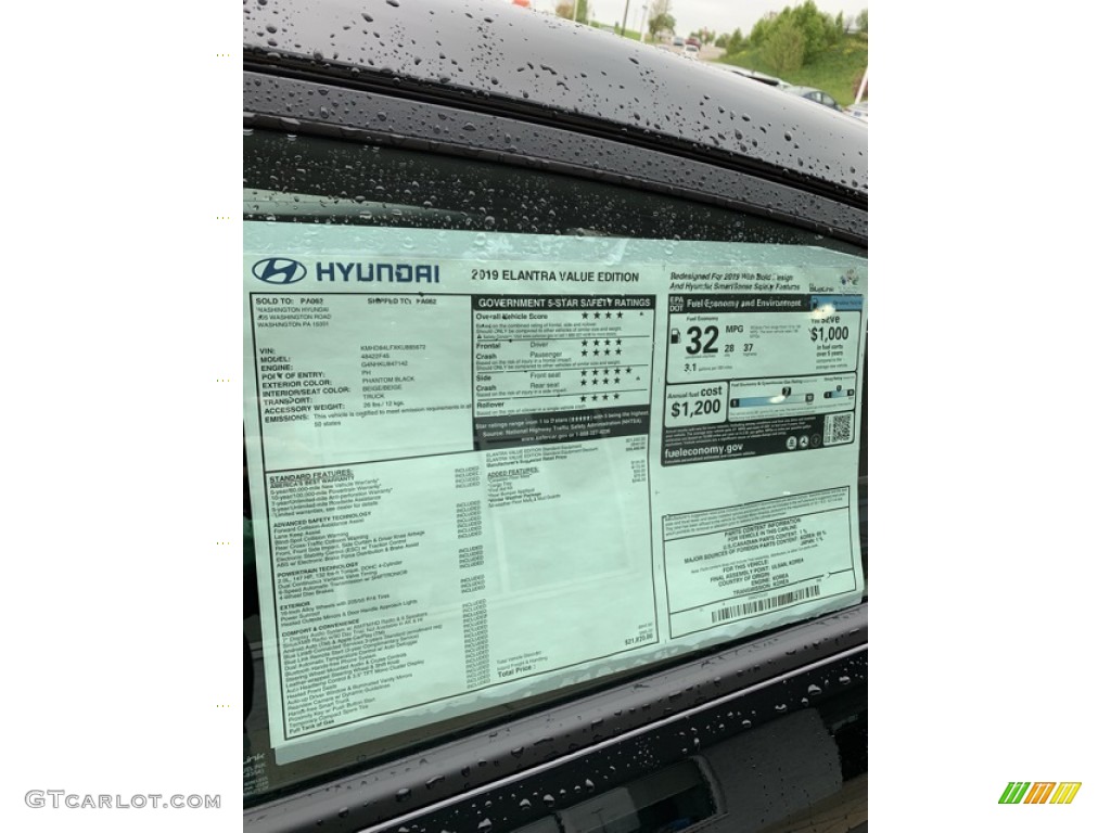 2019 Elantra Value Edition - Phantom Black / Beige photo #16