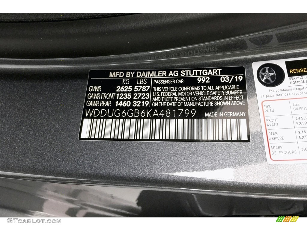 2019 Mercedes-Benz S 450 Sedan Color Code Photos