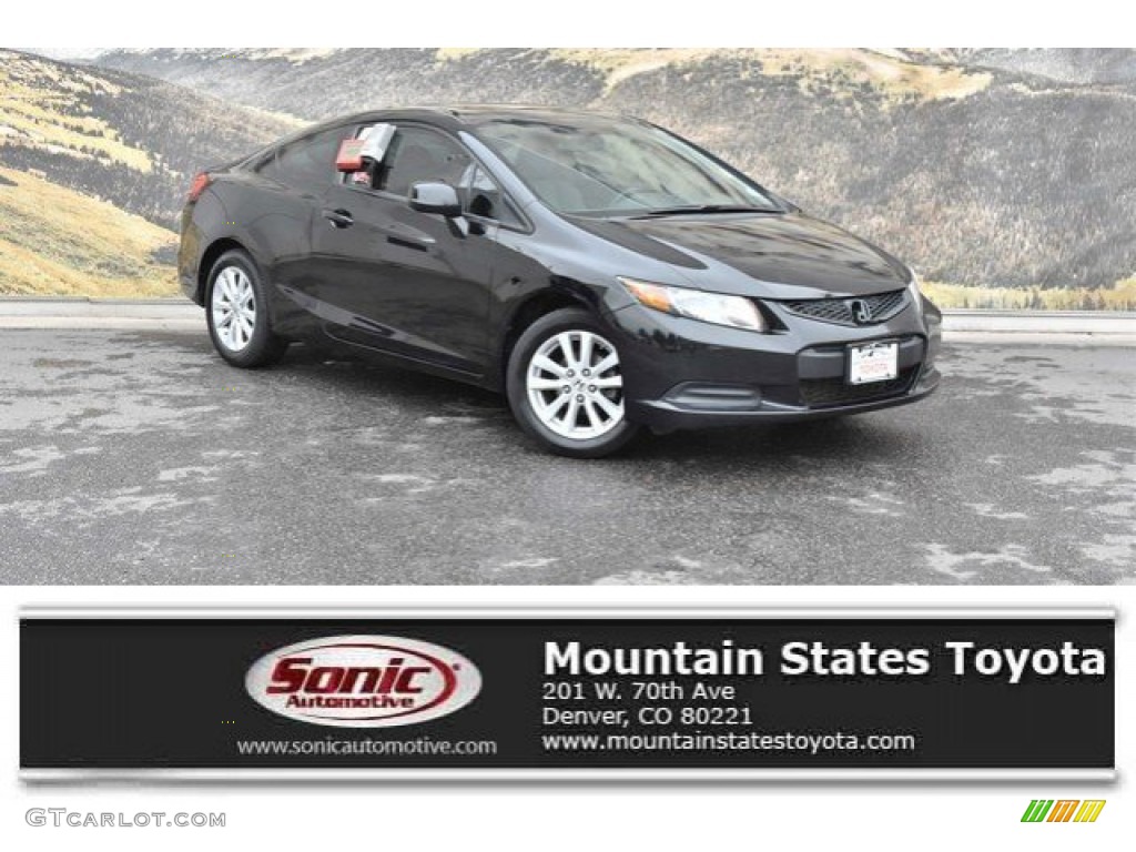 2012 Civic EX-L Coupe - Crystal Black Pearl / Gray photo #1