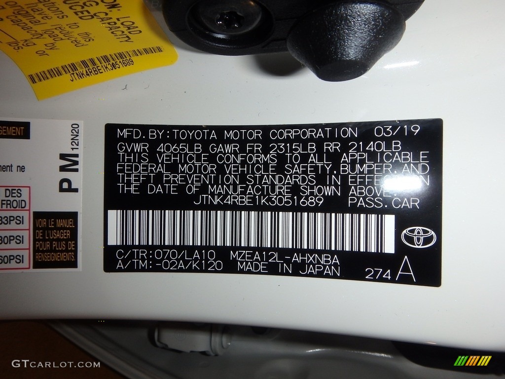 2019 Toyota Corolla Hatchback XSE Color Code Photos