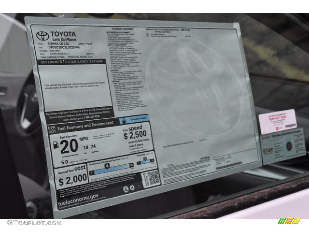 2020 Toyota Sienna LE AWD Window Sticker Photo #133135865