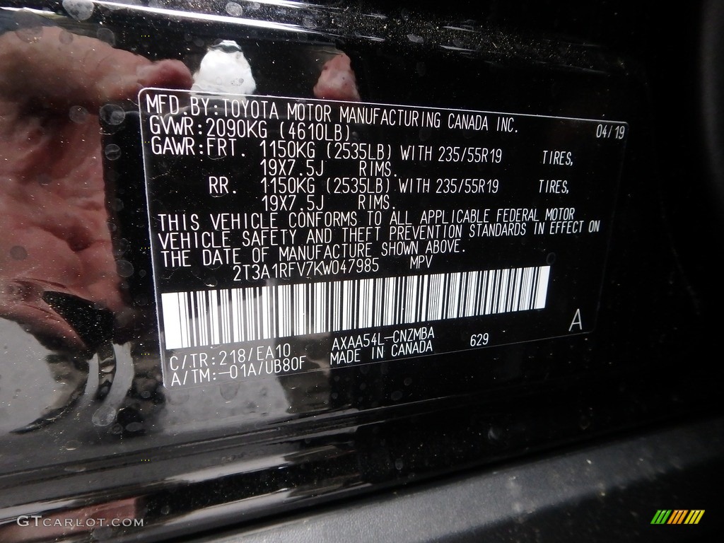 2019 RAV4 Color Code 218 for Midnight Black Metallic Photo #133138100