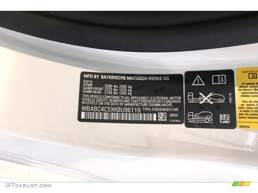 2019 8 Series Color Code 300 for Alpine White Photo #133138763