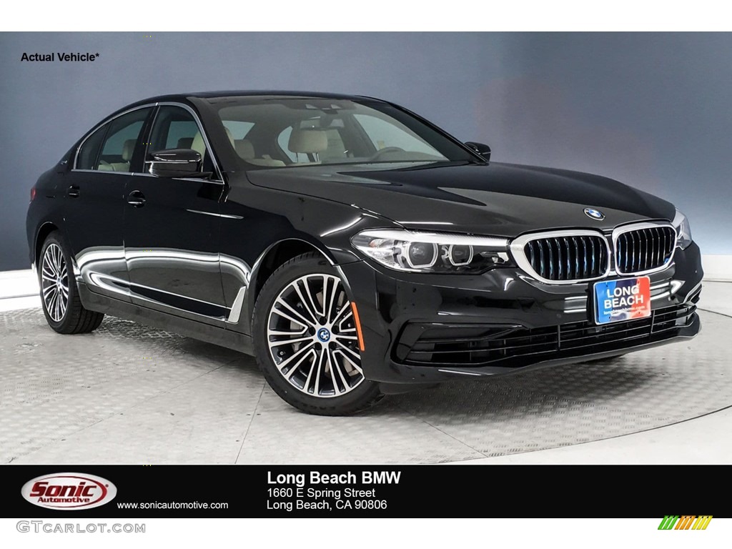 2019 5 Series 530e iPerformance Sedan - Jet Black / Canberra Beige/Black photo #1