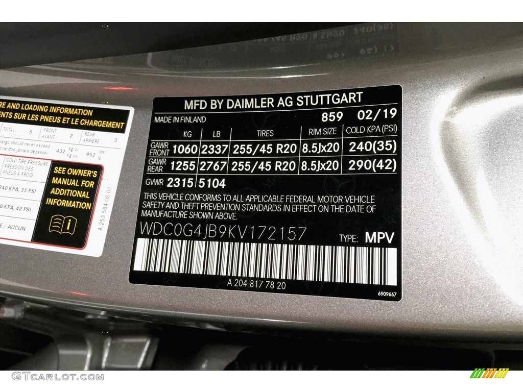 2019 GLC Color Code 859 for Mojave Silver Metallic Photo #133139879