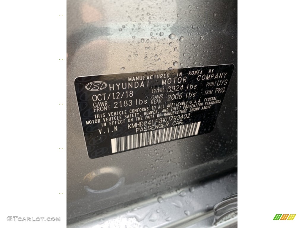 2019 Elantra SEL - Machine Gray / Gray photo #15