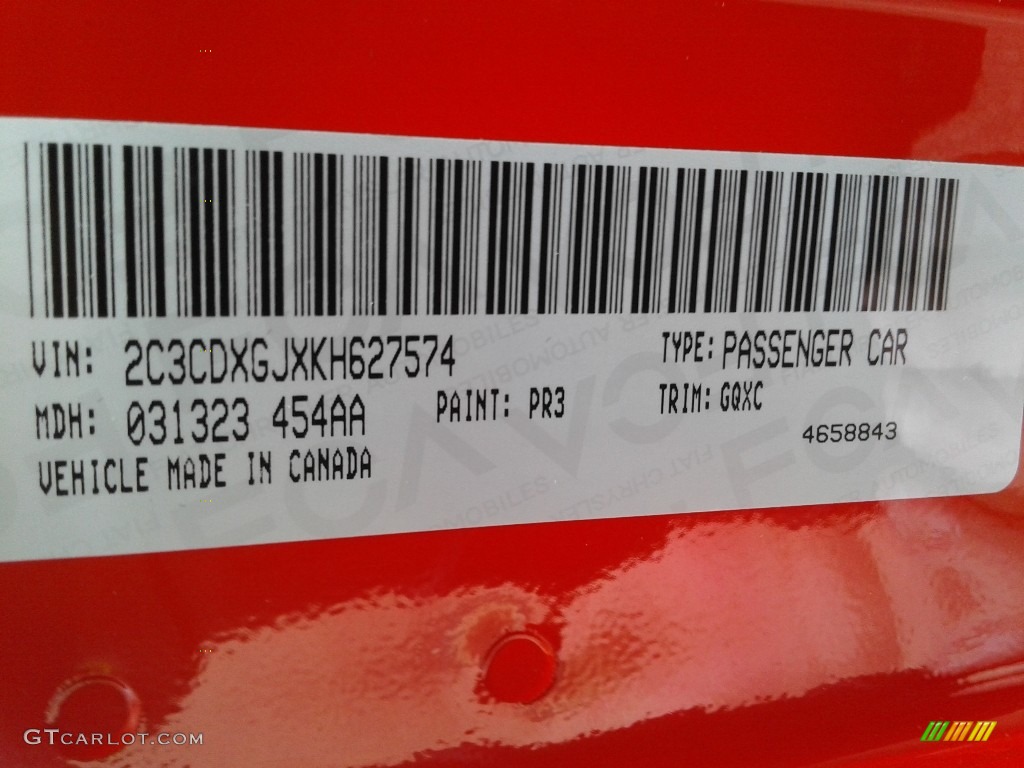 2019 Charger Color Code PR3 for Torred Photo #133154513