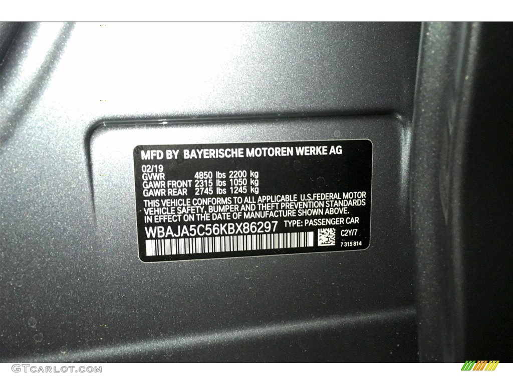 2019 5 Series 530i Sedan - Bluestone Metallic / Black photo #12
