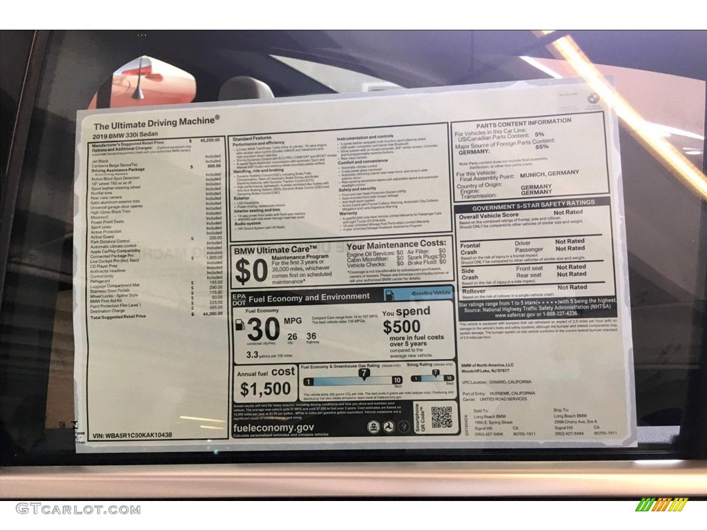2019 3 Series 330i Sedan - Jet Black / Canberra Beige photo #11