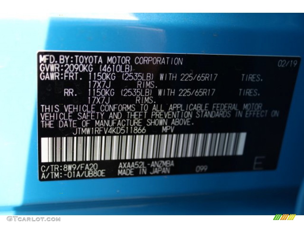 2019 RAV4 Color Code 8W9 for Blue Flame Photo #133161391