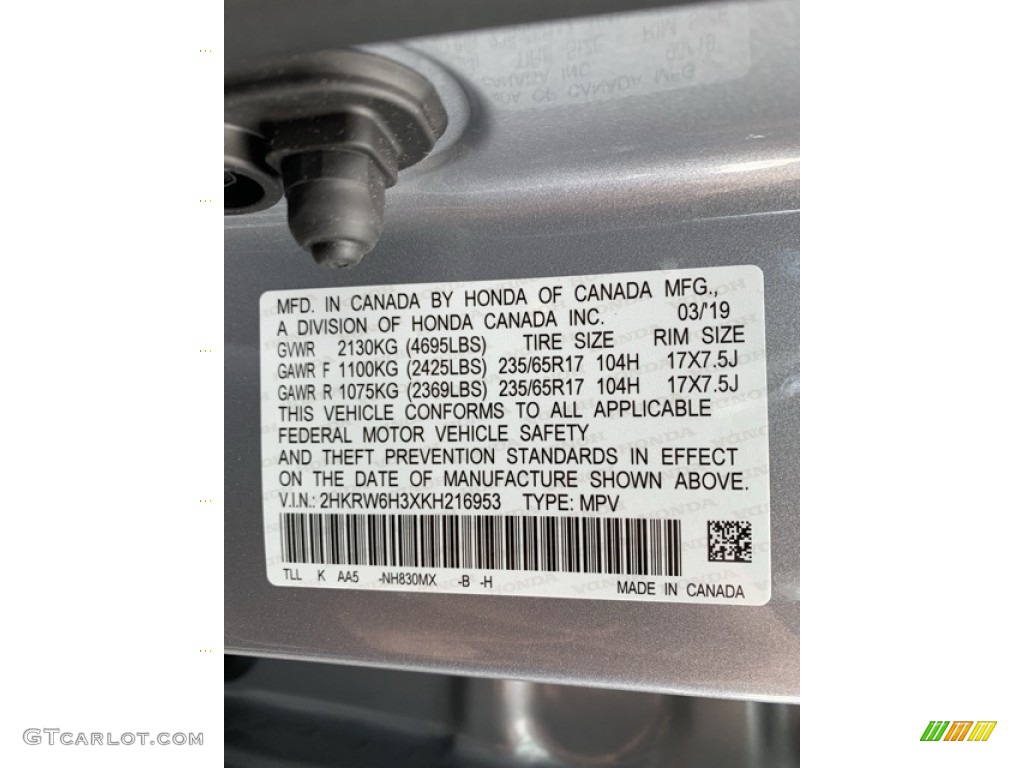 2019 CR-V LX AWD - Lunar Silver Metallic / Gray photo #14