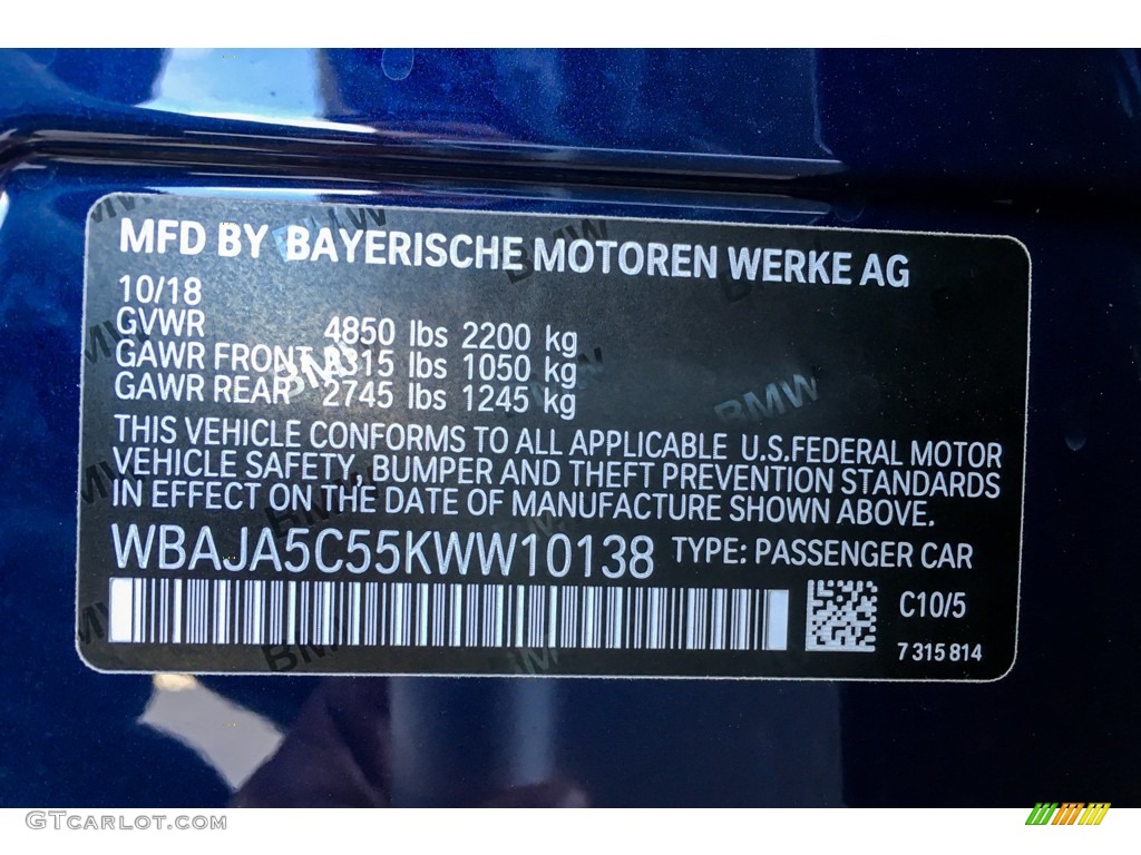 2019 5 Series 530i Sedan - Mediterranean Blue Metallic / Ivory White photo #11
