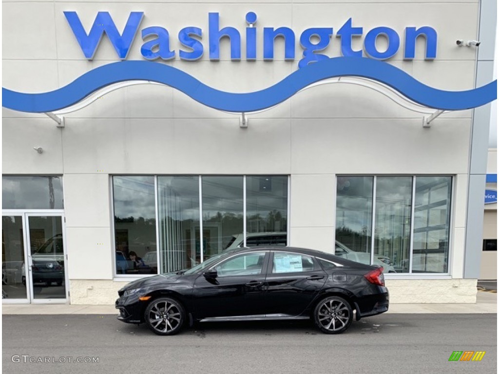 2019 Civic Sport Sedan - Crystal Black Pearl / Black photo #1