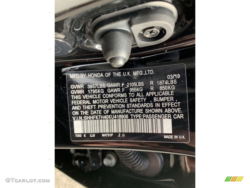 2019 Civic Sport Hatchback - Crystal Black Pearl / Black photo #14