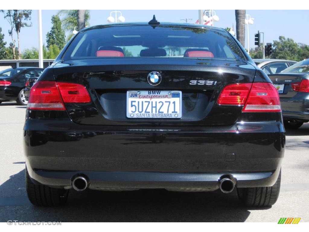 2007 3 Series 335i Coupe - Black Sapphire Metallic / Coral Red/Black photo #6