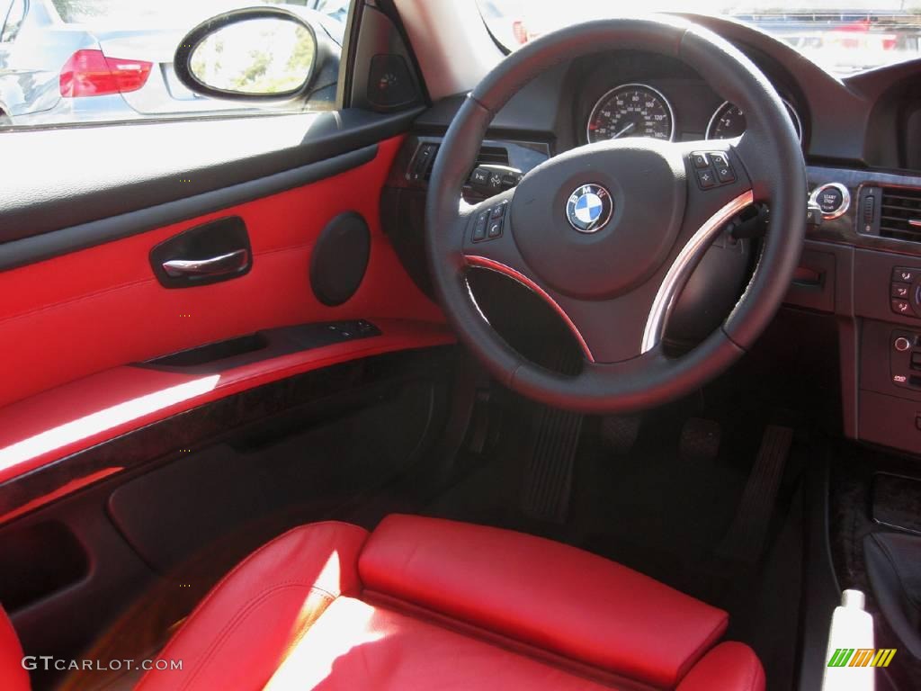 2007 3 Series 335i Coupe - Black Sapphire Metallic / Coral Red/Black photo #16