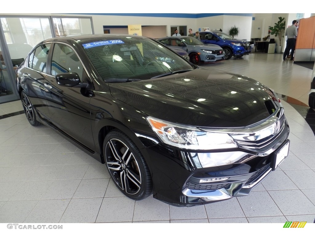 2016 Accord Sport Sedan - Crystal Black Pearl / Black photo #3