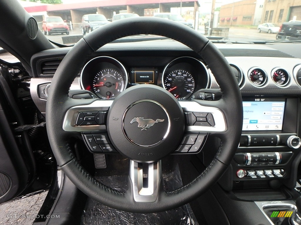 2019 Ford Mustang EcoBoost Fastback Ebony Steering Wheel Photo #133199283
